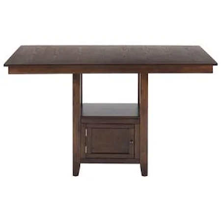 Casual Counter Height Rectangle Table with Storage Pedestal Base